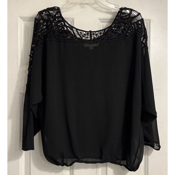 YA Los Angeles Small SILK Blend Black Elastic Waist‎ embroidered Lace Boxy - Picture 9 of 11